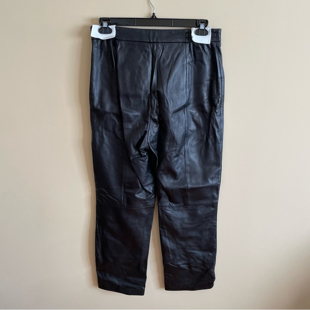 Vintage Margaret Godfrey Lined Leather Pants Black Size 14 with Stretch